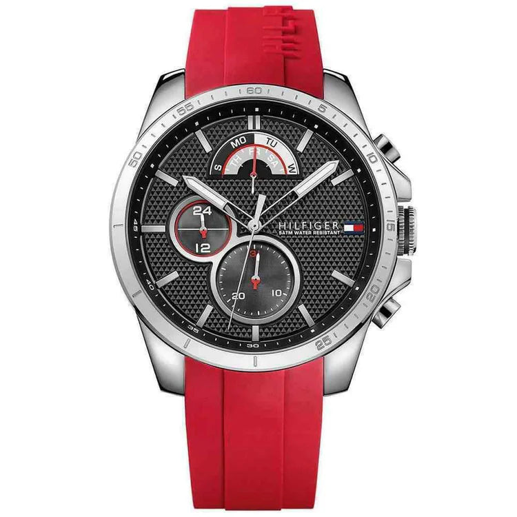 Men's Tommy Hilfiger Chronograph Red Silicone Strap Watch 1791351
