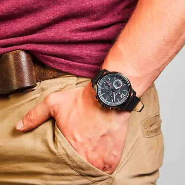 Men's Tommy Hilfiger Black Chronograph Leather Strap Watch 1791533