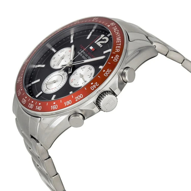 Men's Tommy Hilfiger Silver & Red Stainless Steel Chronograph Watch 1791122