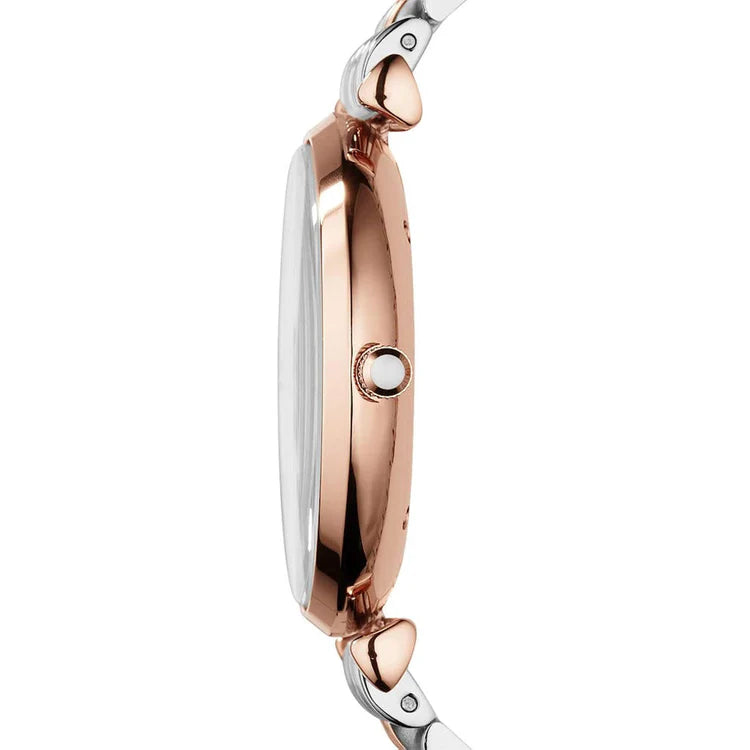 Ladies Emporio Armani Silver & Rose Gold Stainless Steel Chronograph Watch AR1677