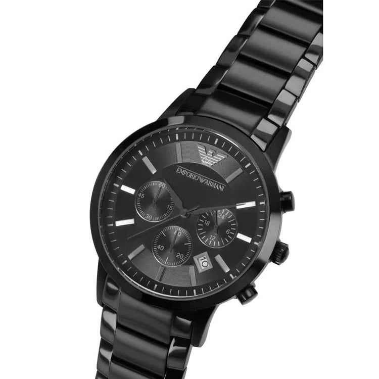 Men's Emporio Armani Renato Black Stainless Steel Chronograph Watch AR2453