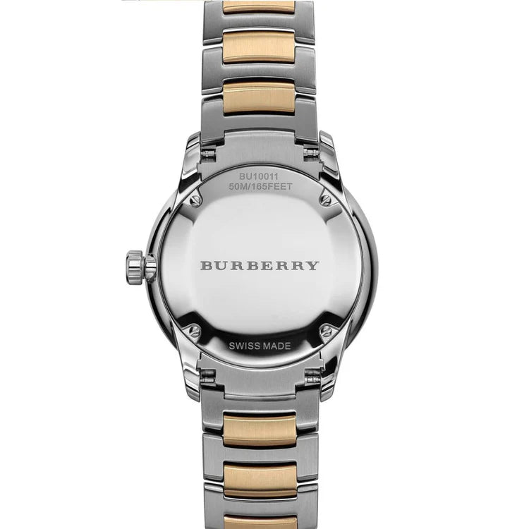 Men's Burberry The Classic Two Tone Silver & Gold PVD Plated Stainless Steel Chronograph Watch BU10011