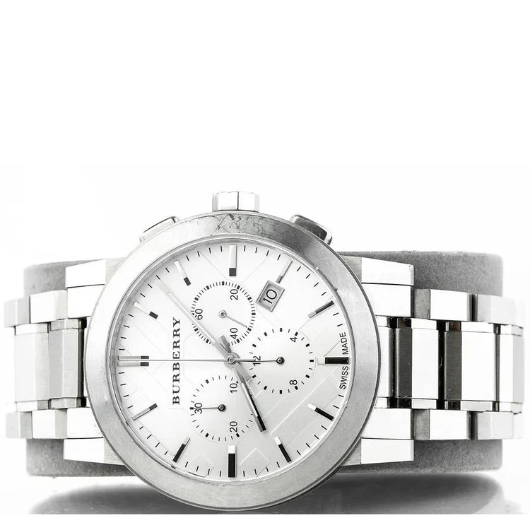 Men's Burberry The City Silver Chronograph Stainless Steel Watch BU9350