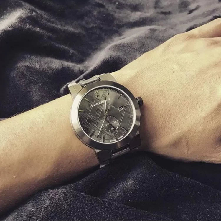 Men's Burberry City Gunmetal Grey Stainless Steel Chronograph Watch BU9902