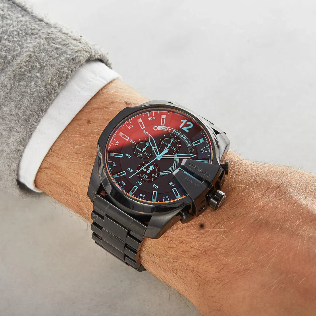 Men's Diesel Mega Chief Black Stainless Steel Chronograph Watch DZ4318