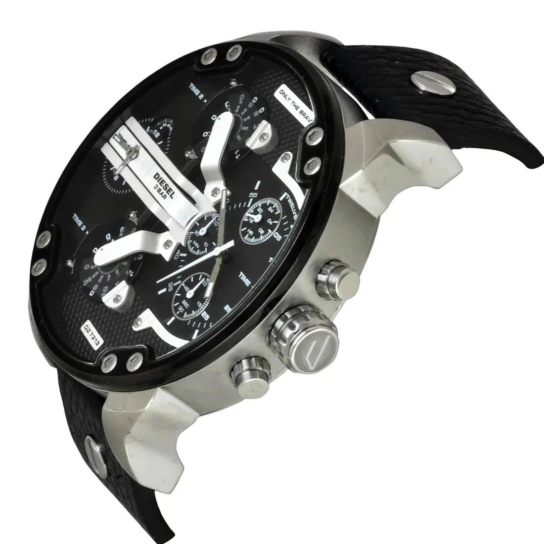 Men's Diesel Mr Daddy 2.0 Black Leather Strap Chronograph Watch DZ7313