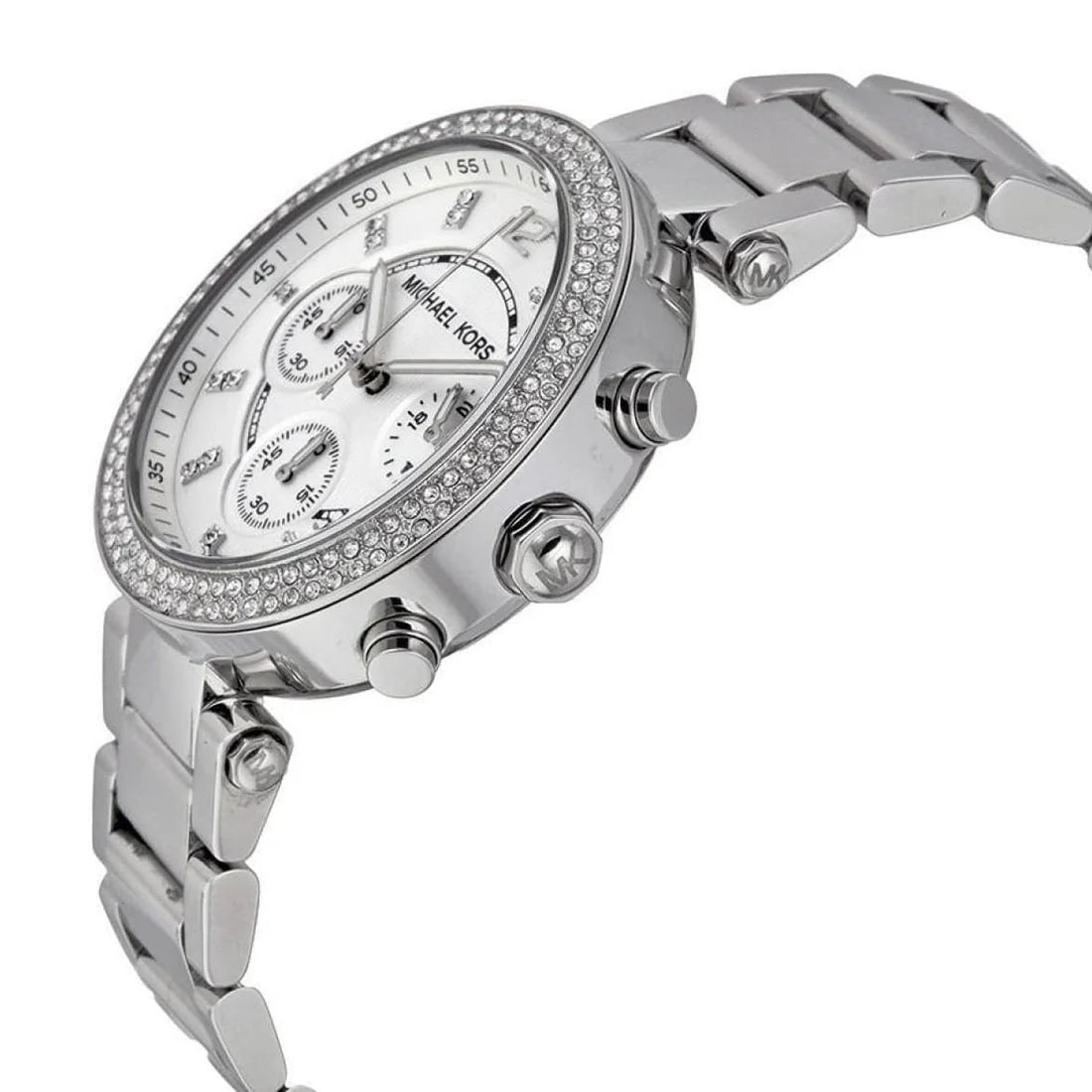 Ladies Michael Kors Parker Silver Stainless Steel Chronograph Watch MK5353