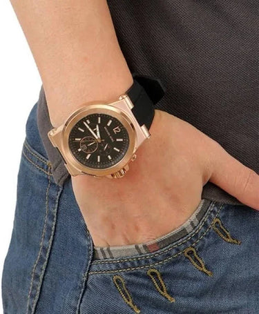 Men's Michael Kors Dylan Chronograph Black Rubber Strap Watch MK8184