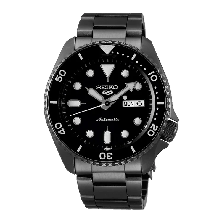 Men's Seiko 5 Sports Black Stainless Steel Automatic Watch SRPD65K1