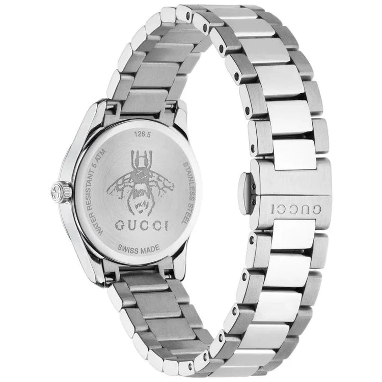 Ladies G-Timeless Gucci Classic Silver Dial 27mm Silver Stainless Steel Watch YA126572A