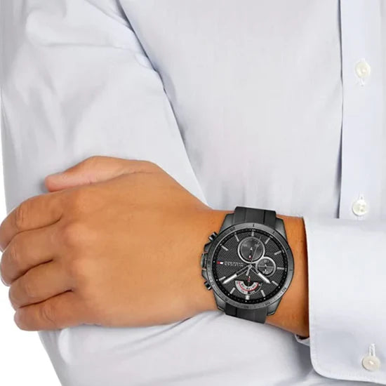 Men's Tommy Hilfiger Black Silicone Strap Chronograph Watch 1791352