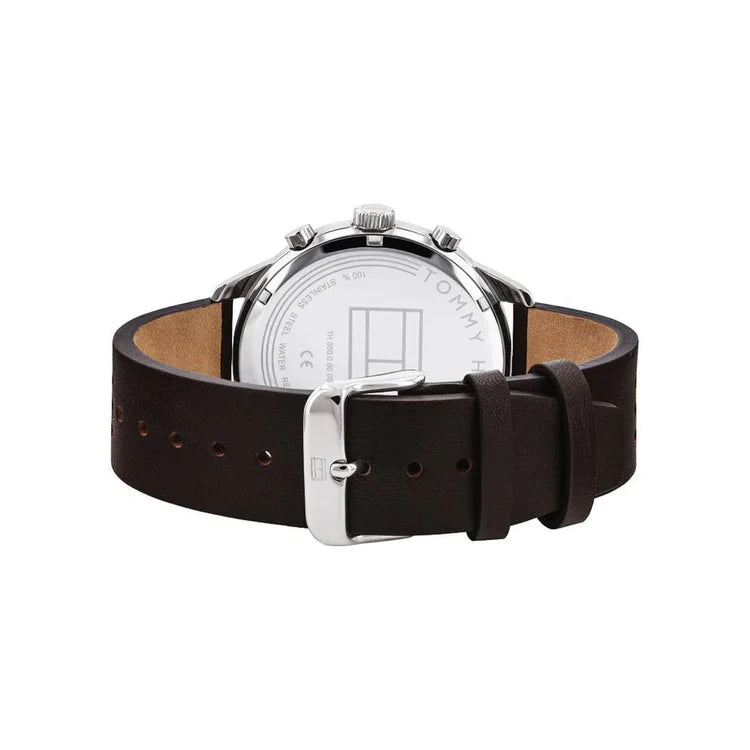 Men's Tommy Hilfiger Grey Chronograph Dial Brown Leather Strap Watch 1791579