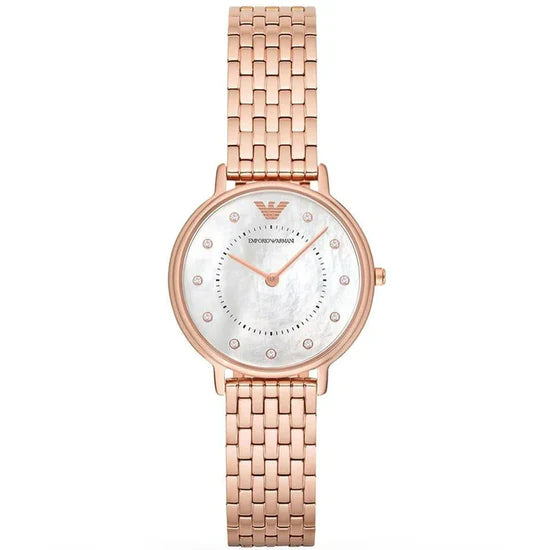 Ladies Emporio Armani Rose Gold Mother of Pearl Dial Watch AR11006