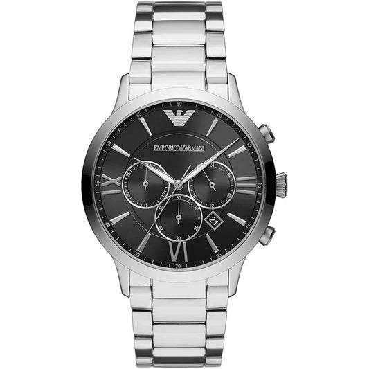 Men's Emporio Armani Black Dial Stainless Steel Chronograph Watch AR11208