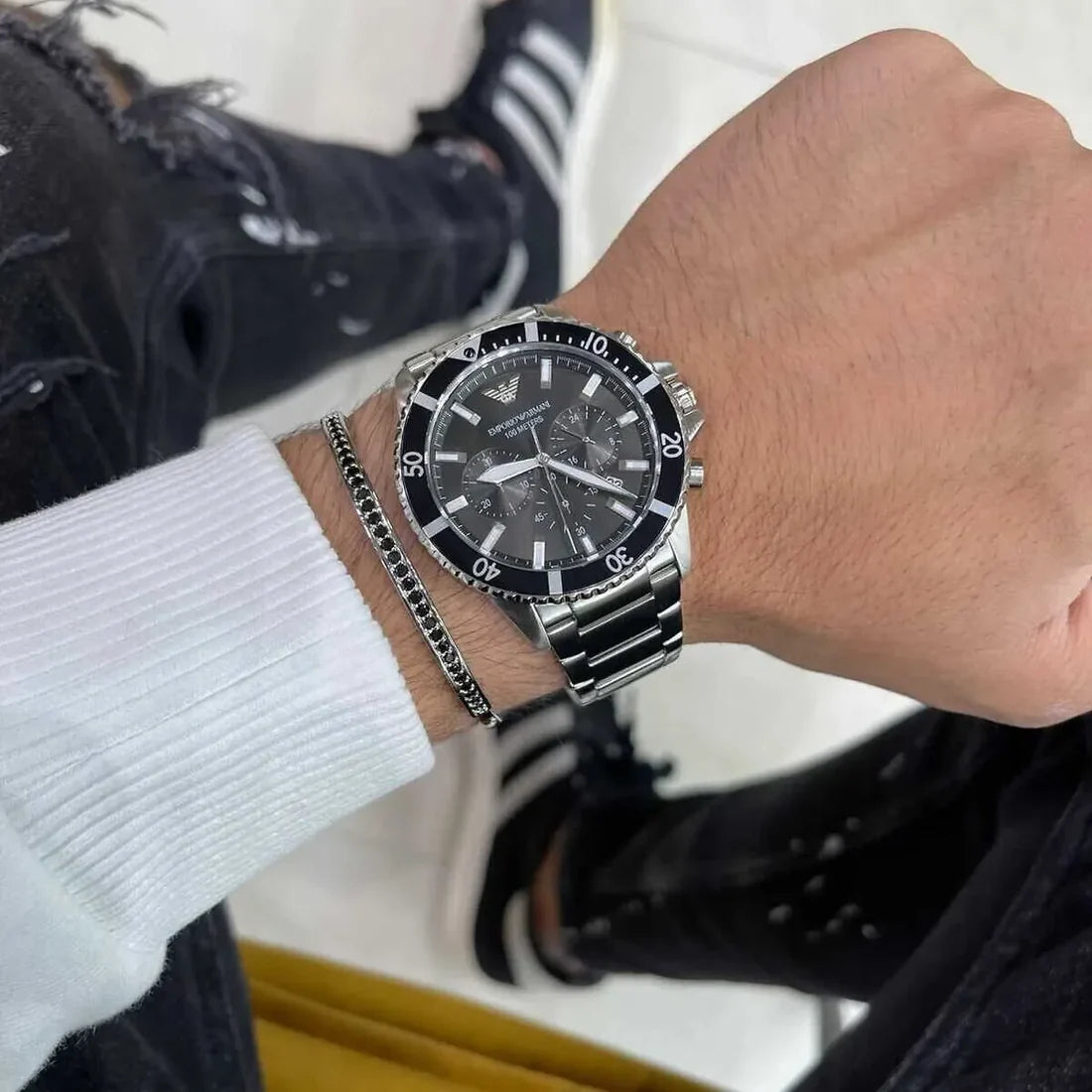 Men's Emporio Armani Diver Chronograph Silver Watch AR11360