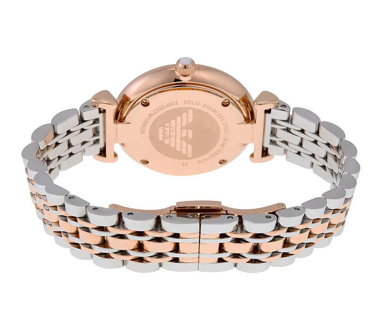 Ladies Emporio Armani Rose Gold and Silver Stainless Steel Watch AR1683