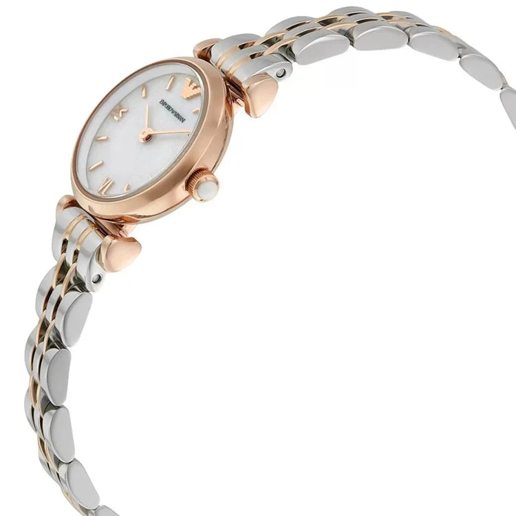 Ladies Emporio Armani Two Tone Silver and Rose Gold Stainless Steel Watch AR1764