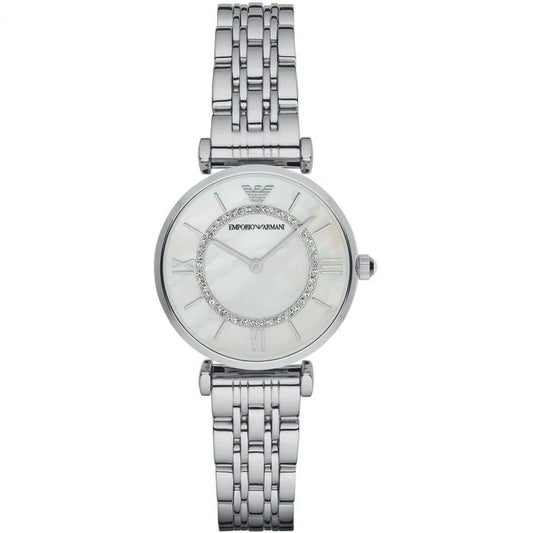 Ladies Emporio Armani Mother of Pearl Crystal Stainless Steel Watch AR1908