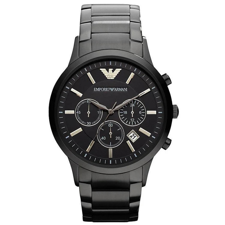 Men's Emporio Armani Renato Black Stainless Steel Chronograph Watch AR2453