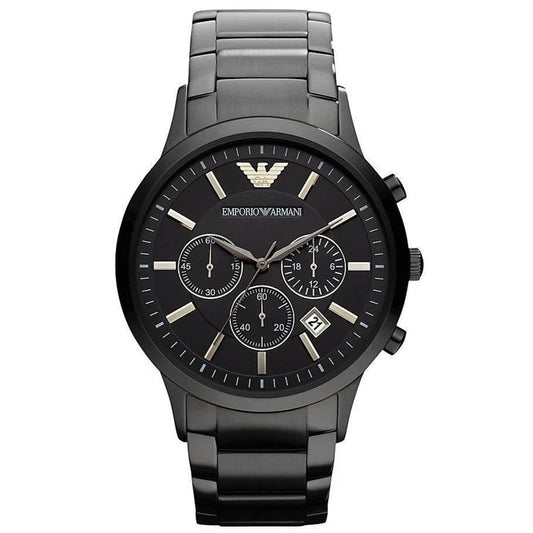 Men's Emporio Armani Renato Black Stainless Steel Chronograph Watch AR2453