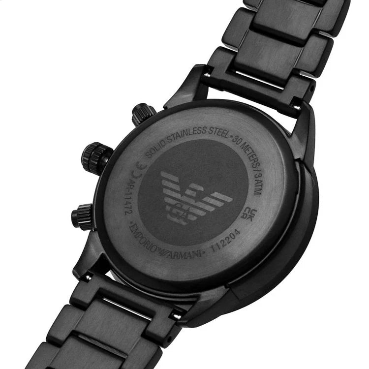 Men's Emporio Armani Renato Black Stainless Steel Chronograph Watch AR2453