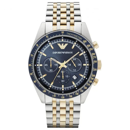 Men's Emporio Armani Blue Dial Two Tone Stainless Steel Watch AR6088