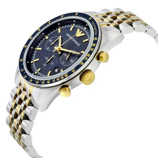 Men's Emporio Armani Blue Dial Two Tone Stainless Steel Watch AR6088