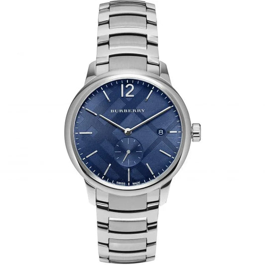 Men's Burberry The Classic Blue Dial Chronograph Silver Watch BU10007