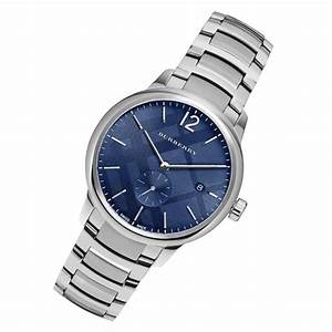 Men's Burberry The Classic Blue Dial Chronograph Silver Watch BU10007