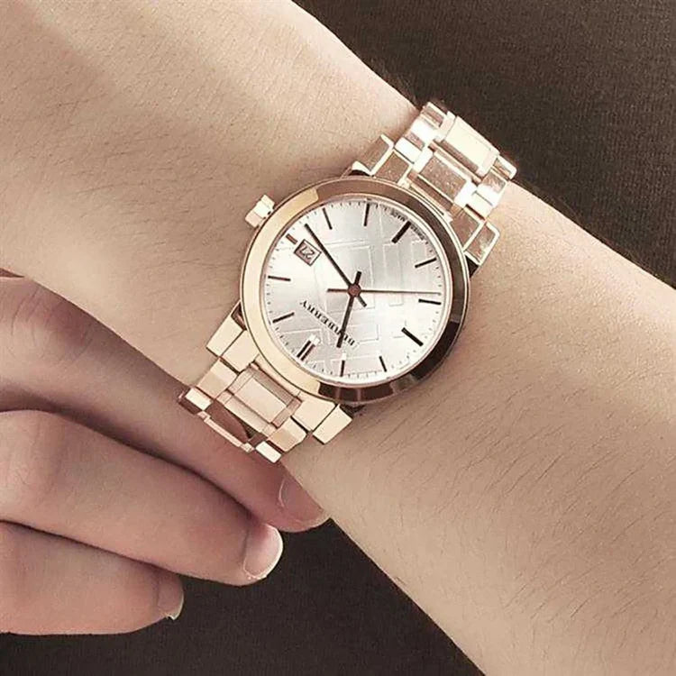 Ladies Burberry The City Rose Gold PVD Watch BU9004