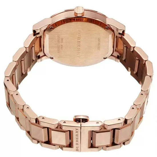 Ladies Burberry The City Rose Gold PVD Plated Stainless Steel Watch BU9005