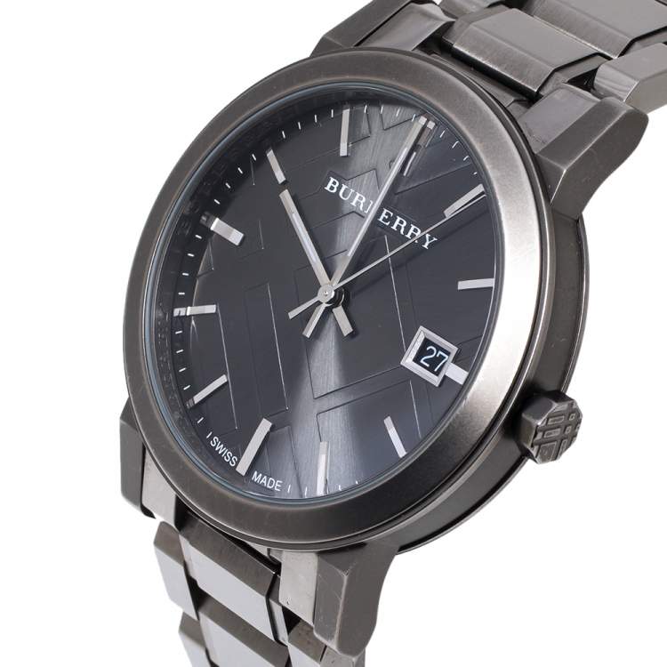 Men's Burberry The City Gunmetal Grey Stainless Steel Watch BU9007