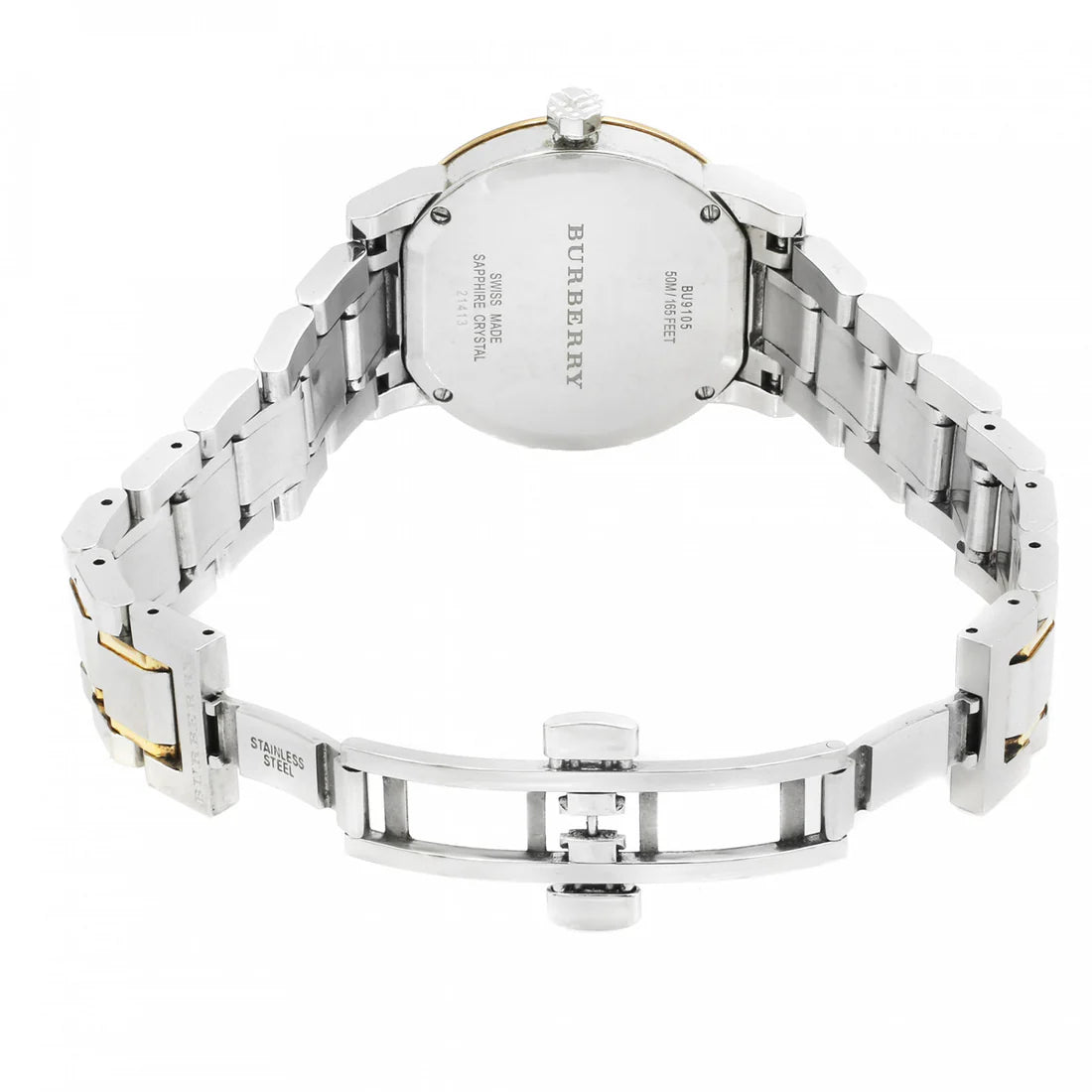Ladies Burberry Rose Gold & Silver Stainless Steel Watch BU9105