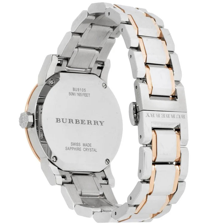 Ladies Burberry Rose Gold & Silver Stainless Steel Watch BU9105