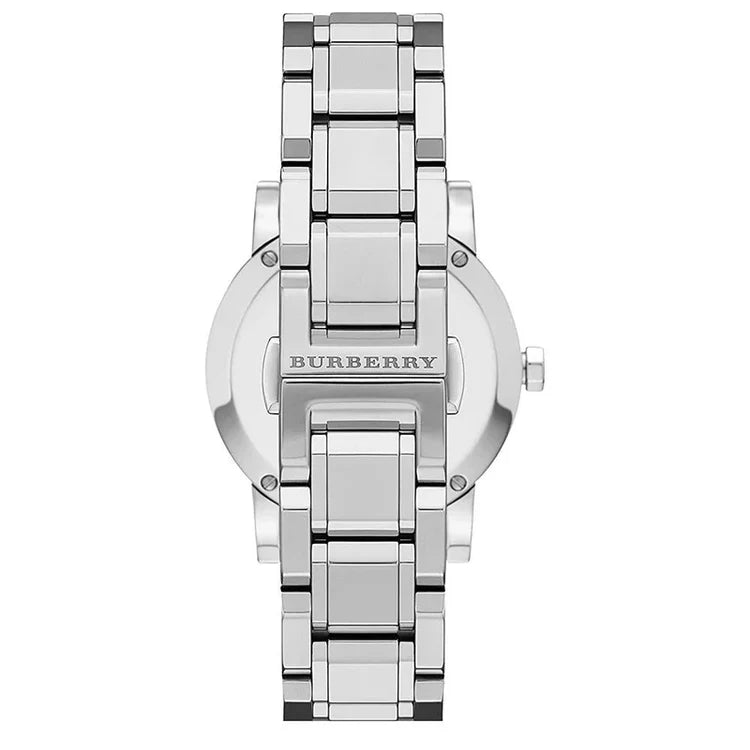 Ladies Burberry Silver Stainless Steel Diamond Mother of Pearl Watch BU9125