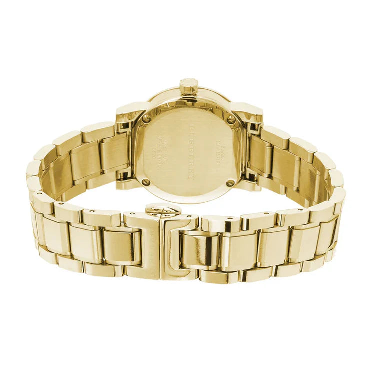 Ladies Burberry 26mm Silver Dial Gold Strap Watch BU9203