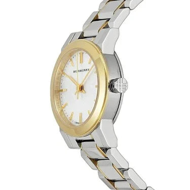Ladies Burberry Silver 26mm Dial Two Tone Stainless Steel Watch BU9217