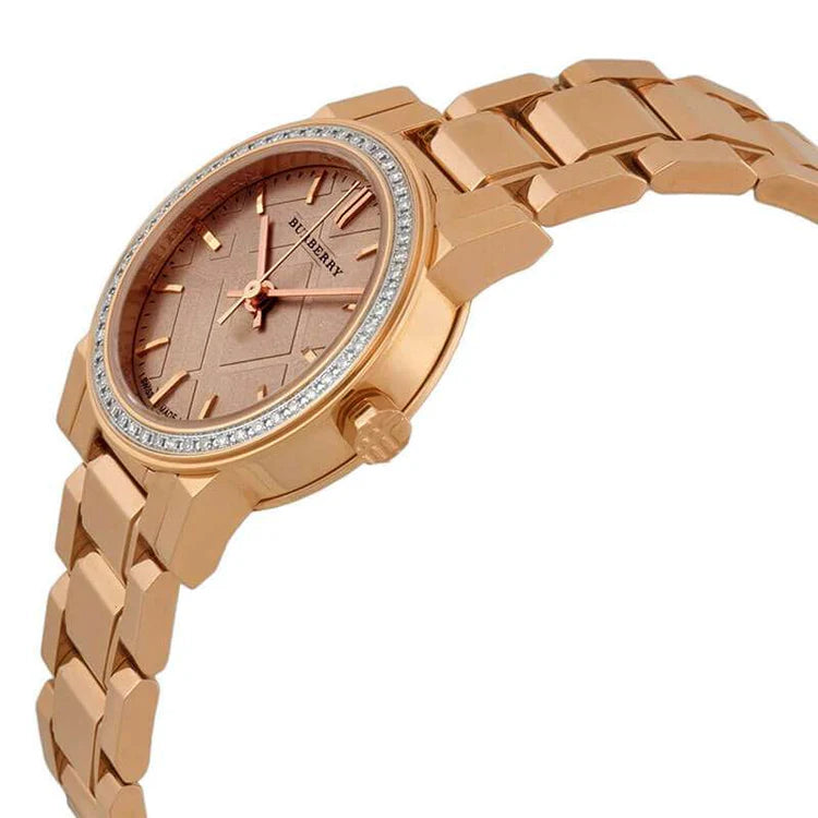 Ladies Burberry The City Diamond Rose Gold Stainless Steel Watch BU9225