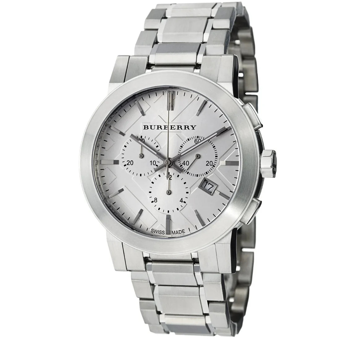 Men's Burberry The City Silver Chronograph Stainless Steel Watch BU9350