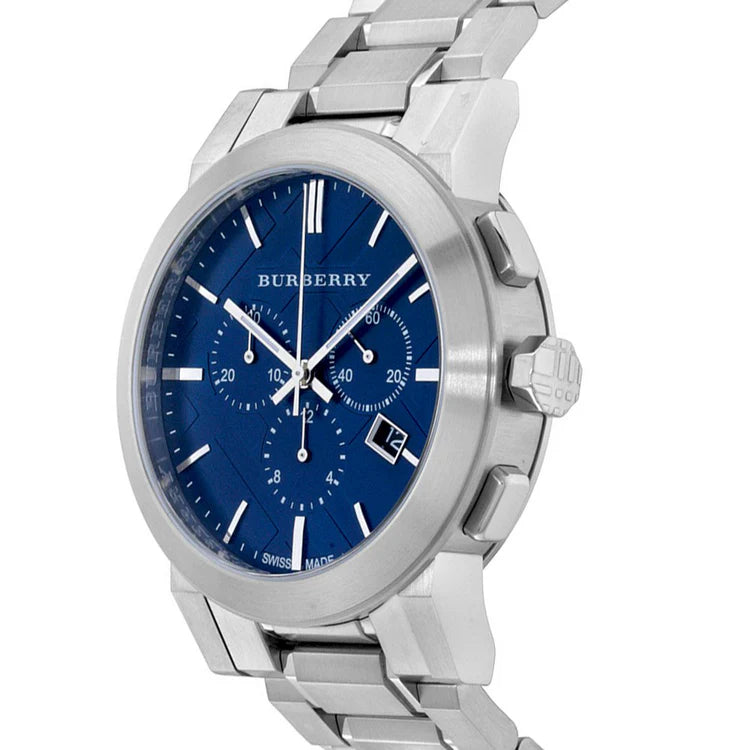 Men's Burberry Blue Dial Silver Stainless Steel Chronograph Watch BU9363