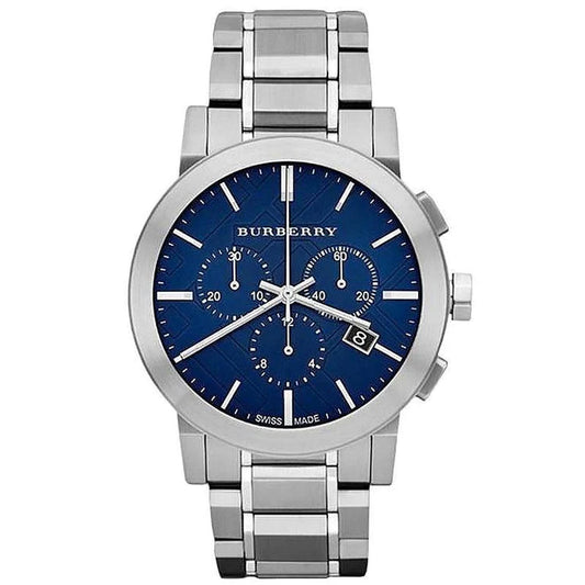 Men's Burberry Blue Dial Silver Stainless Steel Chronograph Watch BU9363