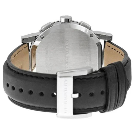 Men's Burberry Chronograph Black Leather Strap Watch BU9382