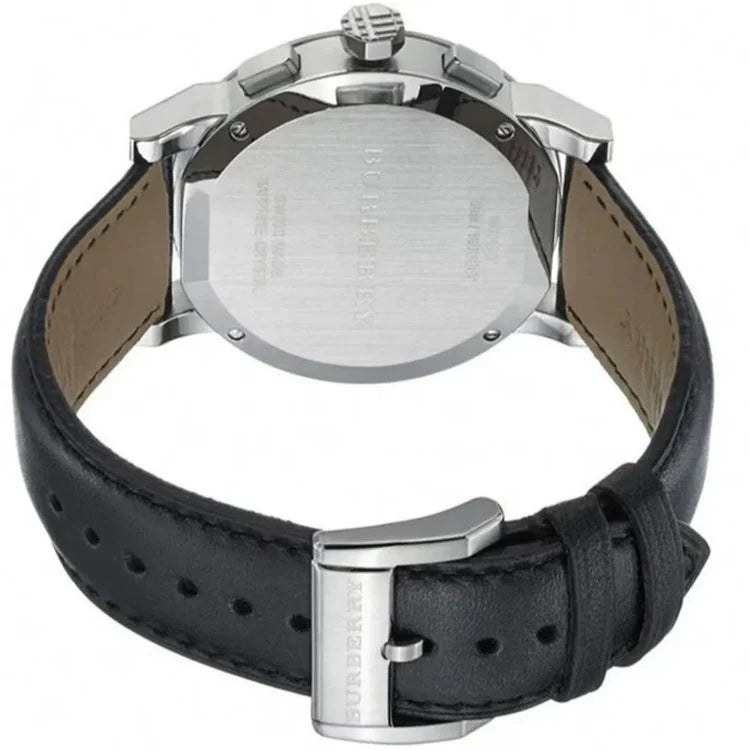 Men's Burberry Chronograph Black Leather Strap Watch BU9382