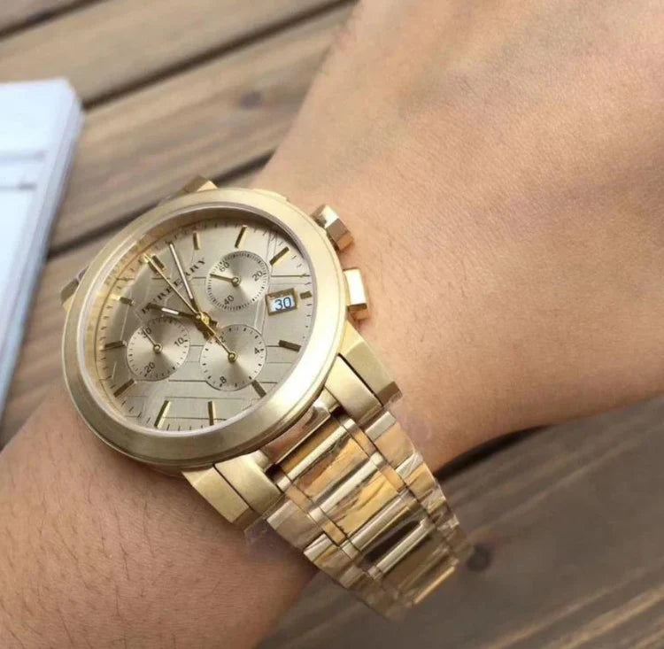 Ladies Burberry Gold Stainless Steel Chronograph Watch BU9753