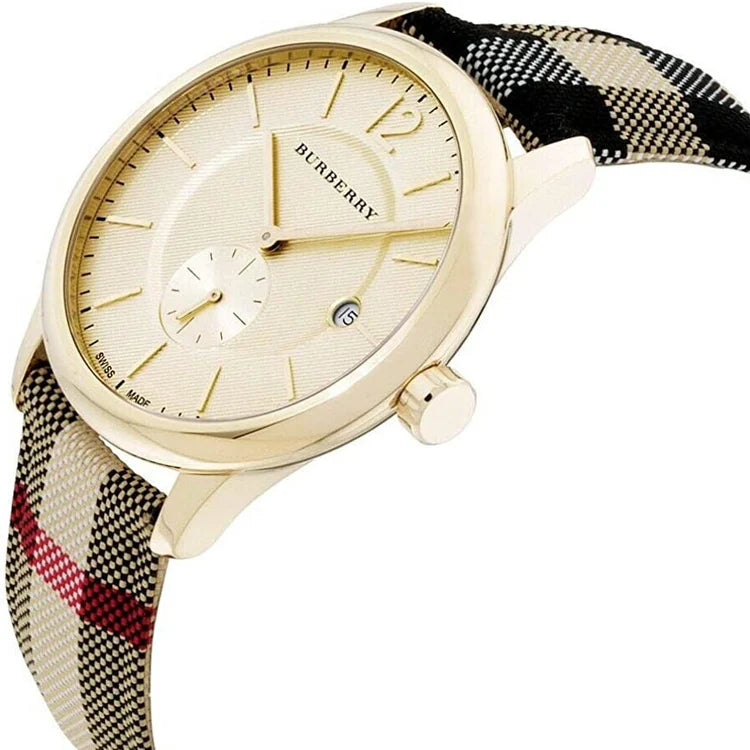Men's Burberry Classic Horseferry Check Fabric Strap Chronograph Watch BU10001