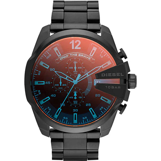 Men's Diesel Mega Chief Black Stainless Steel Chronograph Watch DZ4318