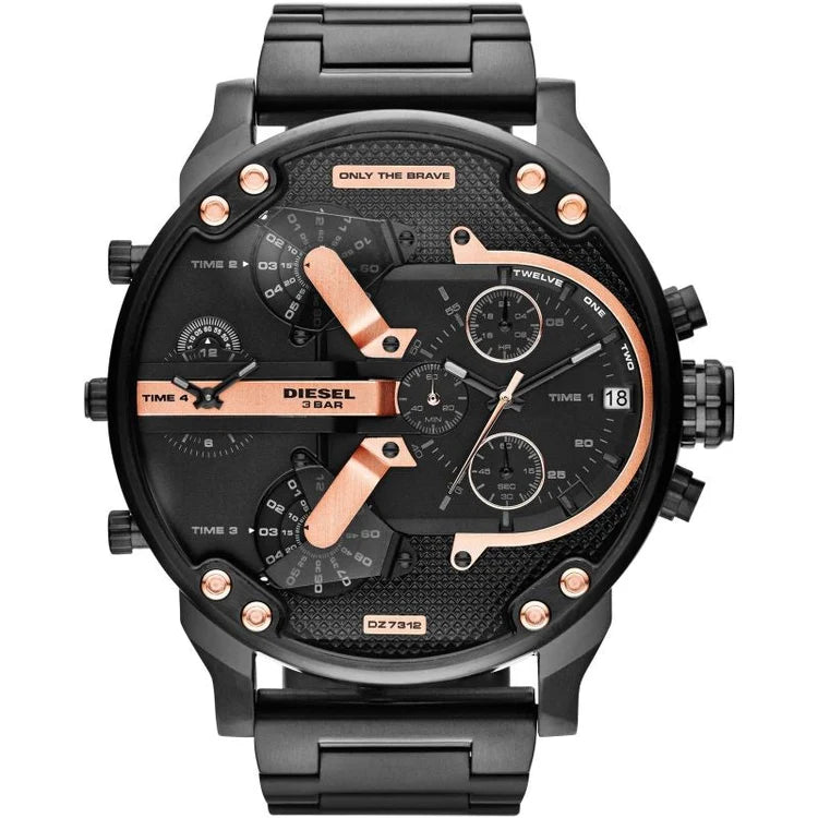 Men's Diesel Mr Daddy 2.0 Black & Rose Gold Stainless Steel Chronograph Watch DZ7312