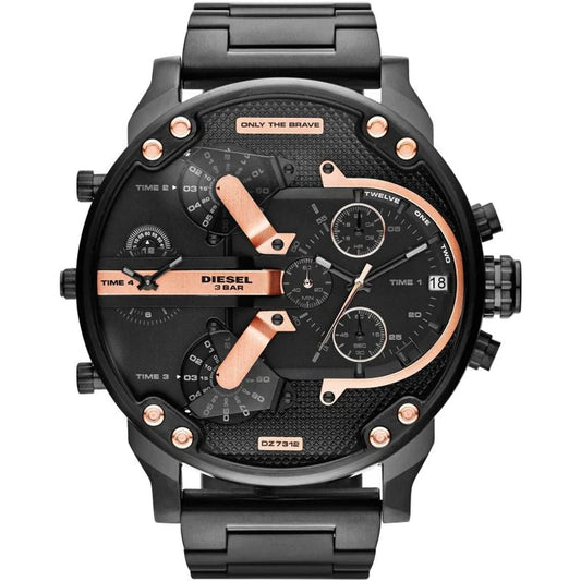 Men's Diesel Mr Daddy 2.0 Black & Rose Gold Stainless Steel Chronograph Watch DZ7312