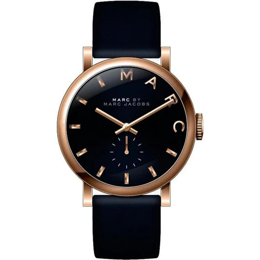 Ladies Marc Jacobs Baker Leather Strap Black Dial Watch MBM863