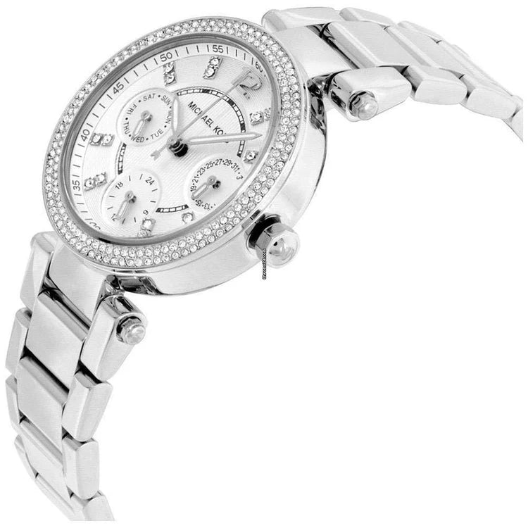 Ladies Michael Kors Parker Silver Stainless Steel Chronograph Watch MK5615